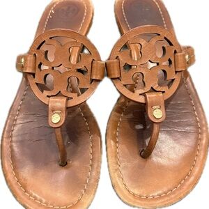 Tory Burch Brown Leather Cut-Out Sandals